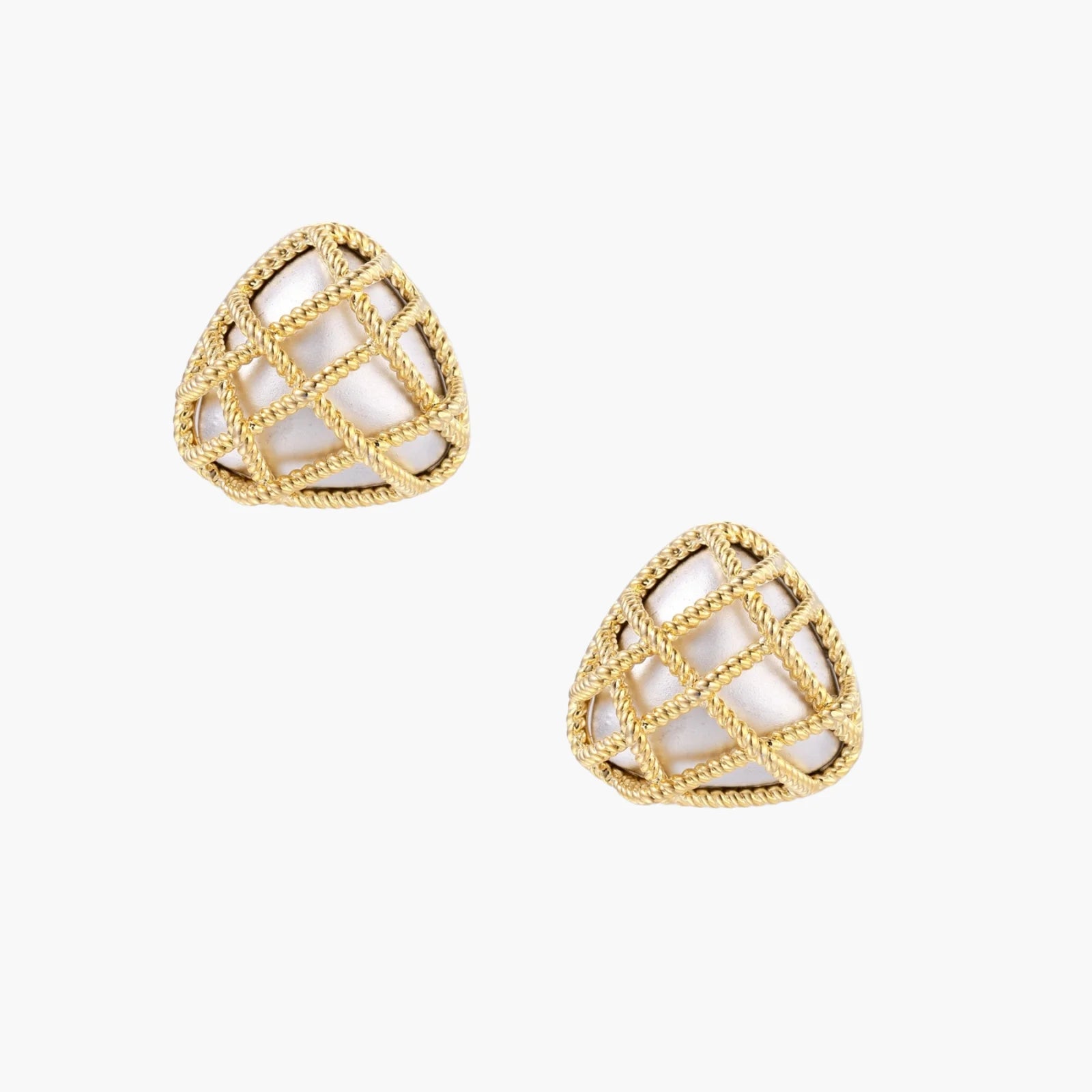 18K Gold Lattice Triangle Studs