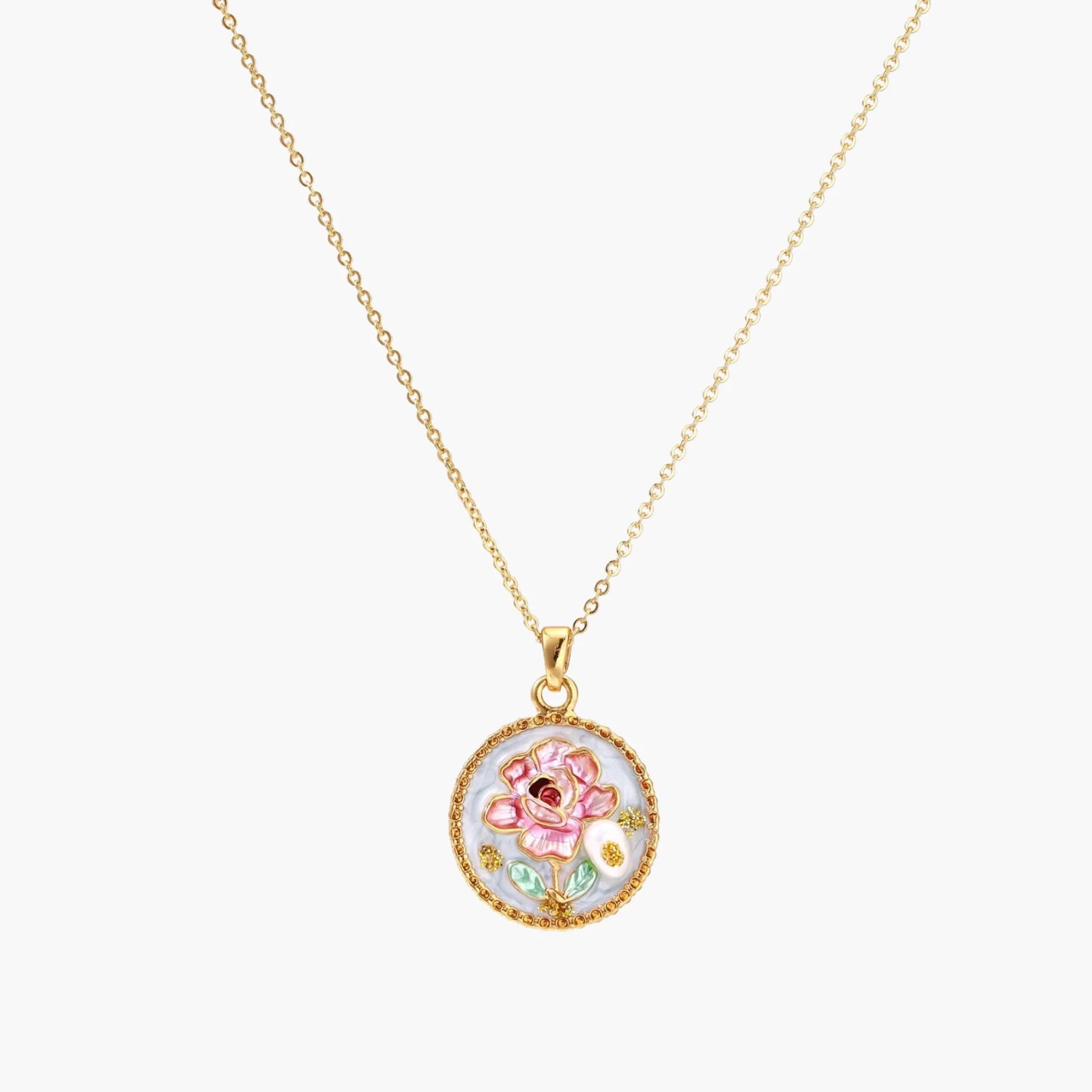 18K Gold  and Luminous Freshwater Pearl Rose Garden Dreams Necklace
