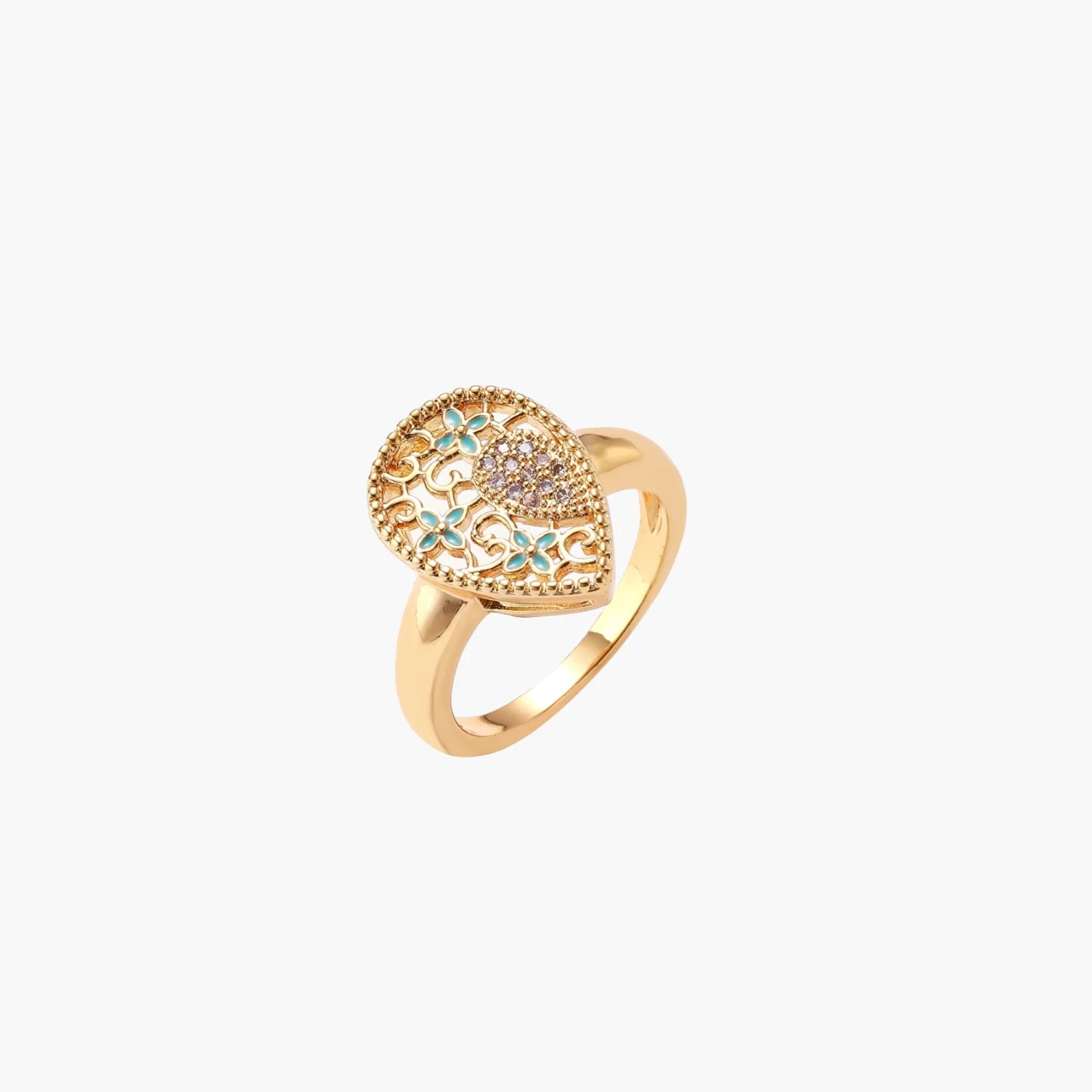 Hand-crafted filigree blooms in 18K gold Ring
