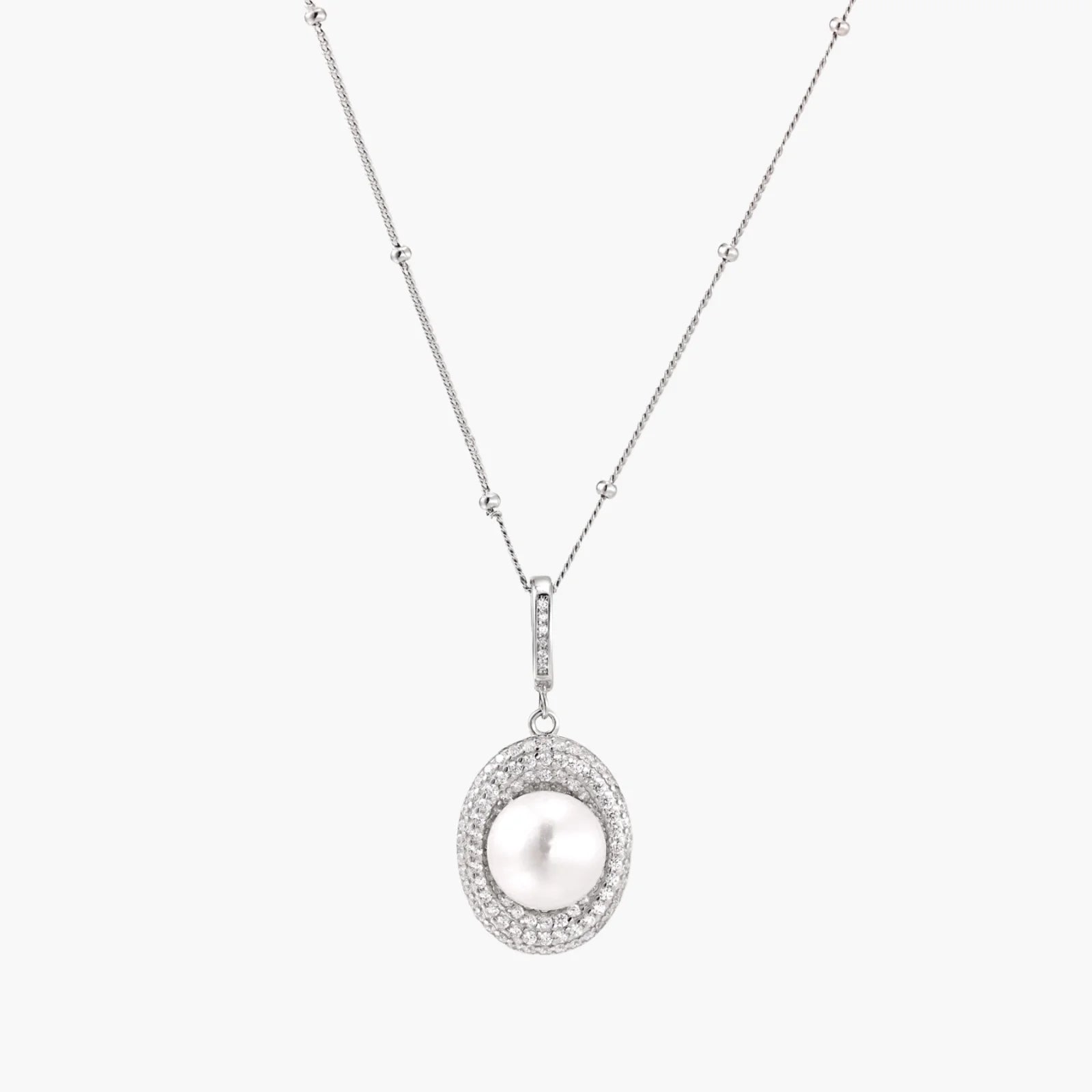 9.2mm Freshwater Pearl Halo Necklace