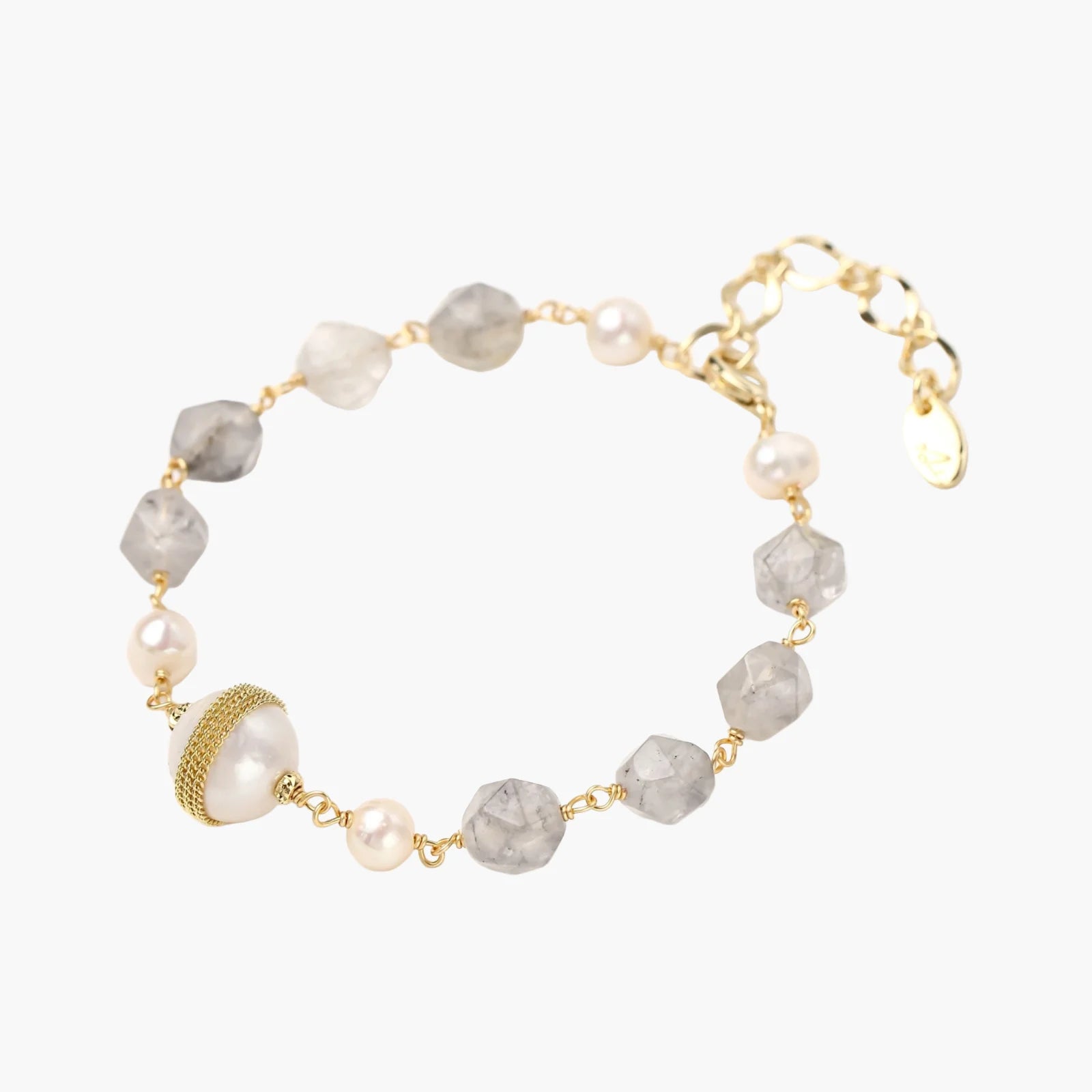 14K Baroque Pearl Crystal Bracelet