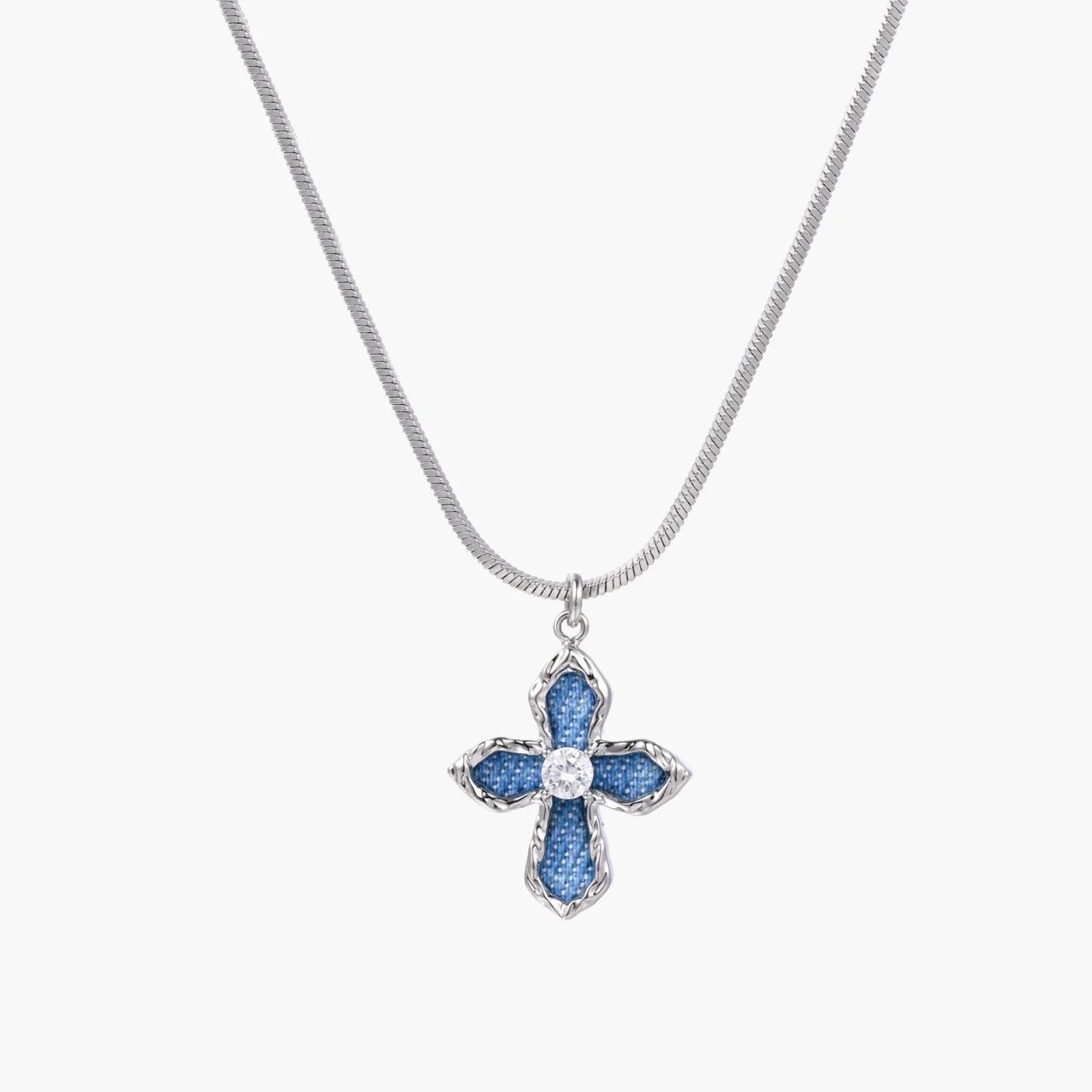 Divine Grace White Gold Cross Necklace