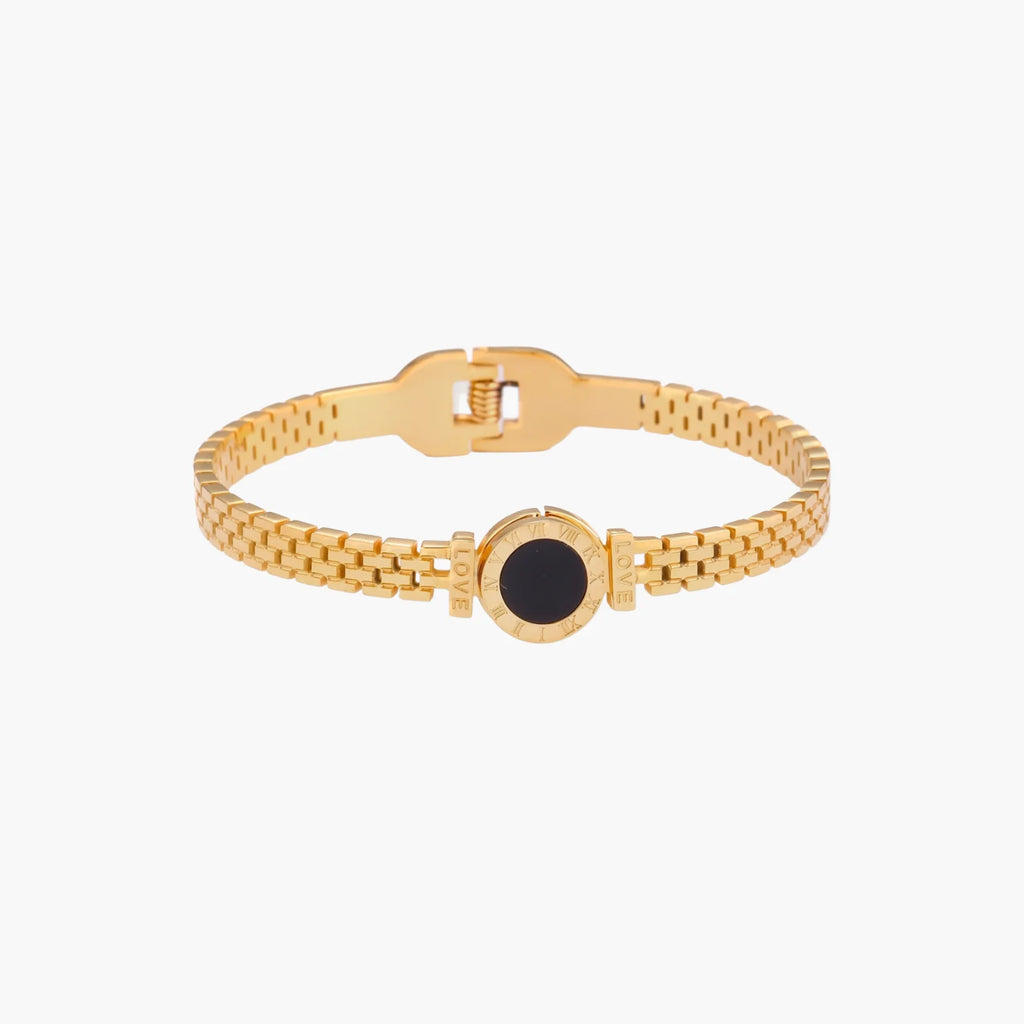 Black Mother of Pearl and 18K Gold Eclipse Mesh Bracelet