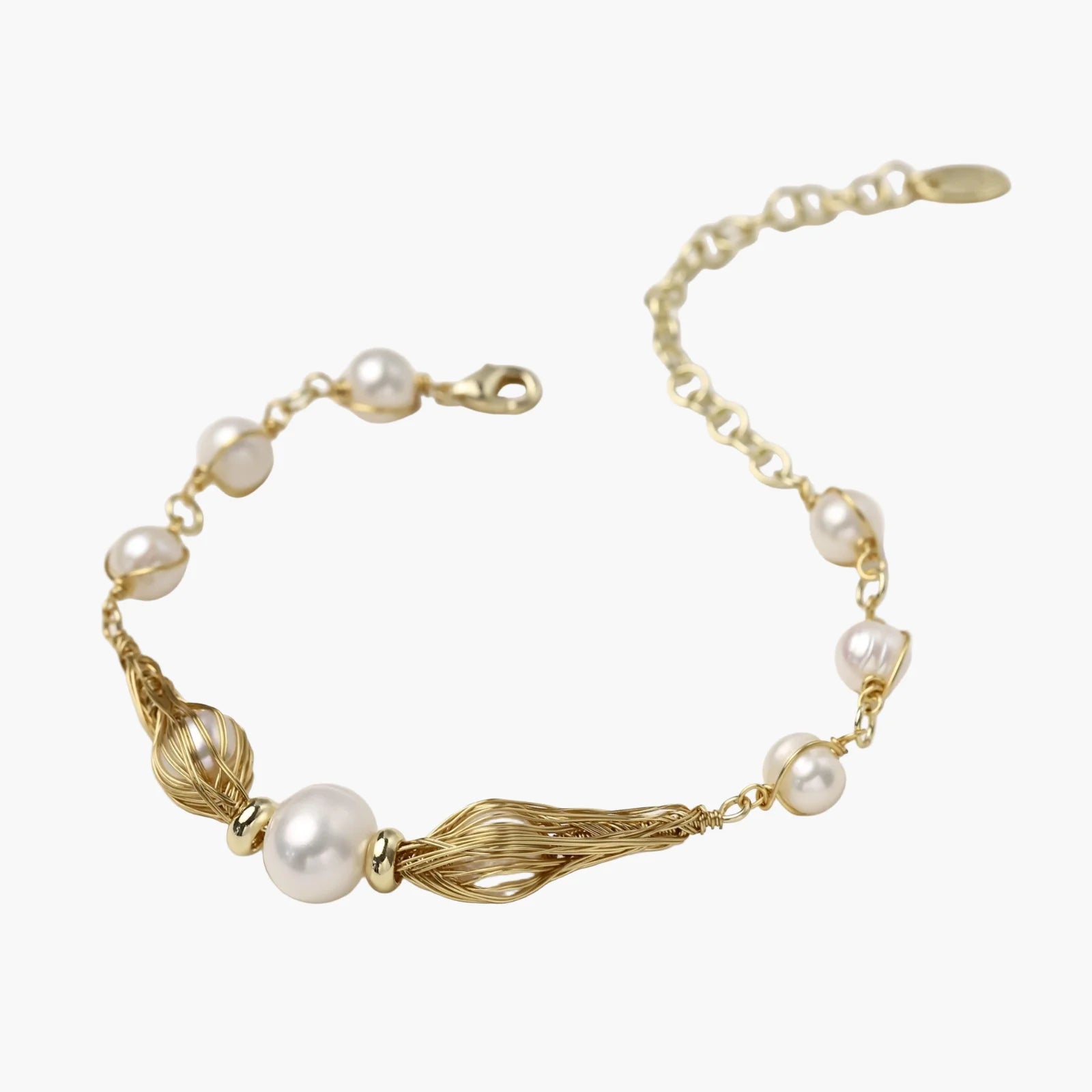 Golden Spiral Pearl Bracelet