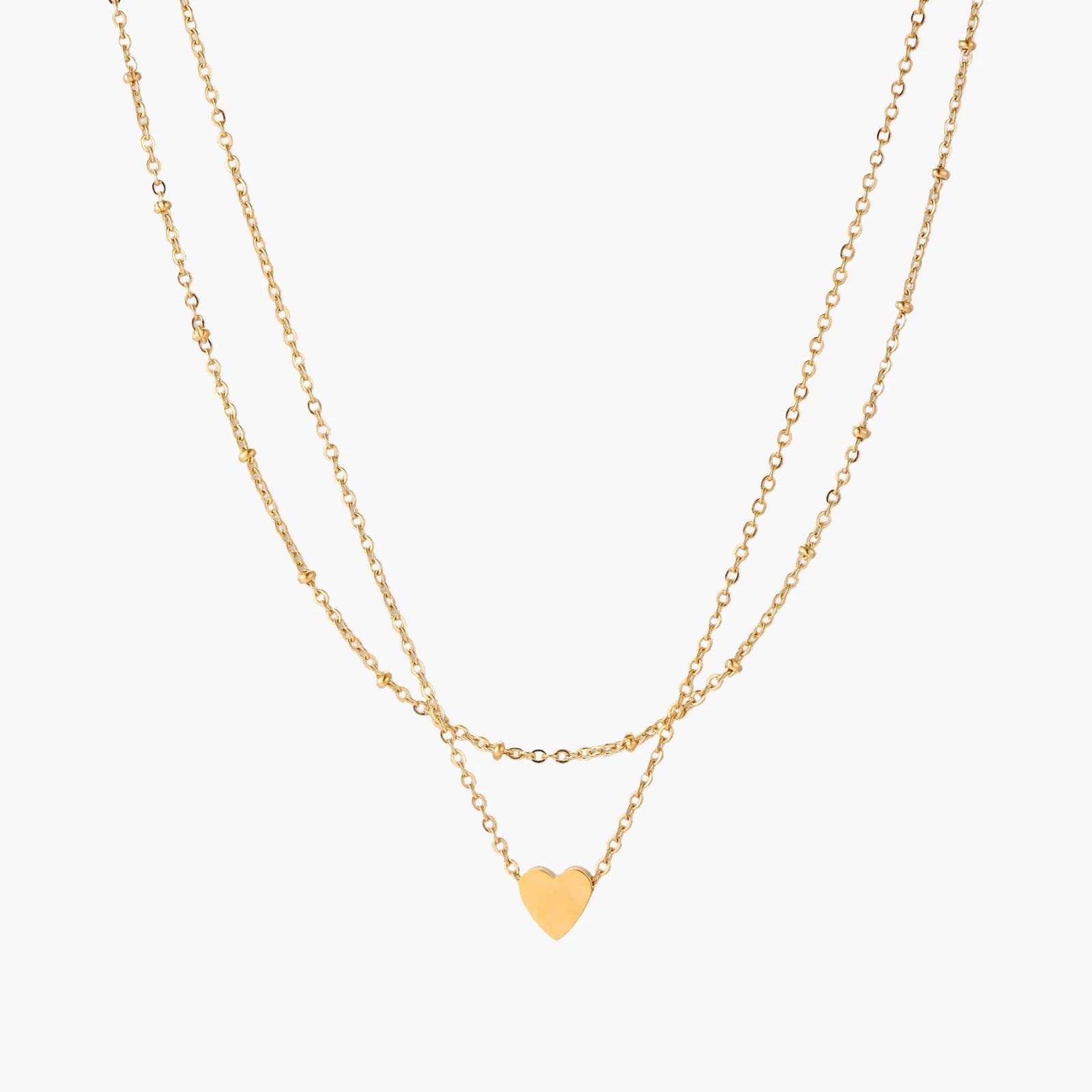 18K Gold Stainless Steel Layered Heart Necklace