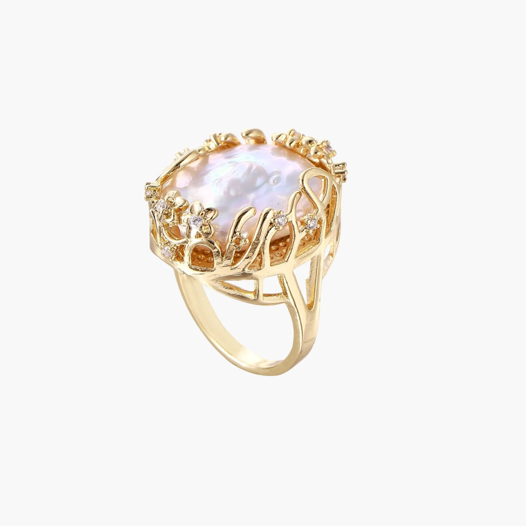 Baroque Pearl Crown Ring