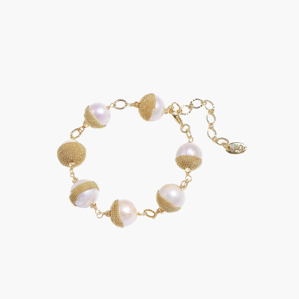 Golden Mesh Pearl Bracelet