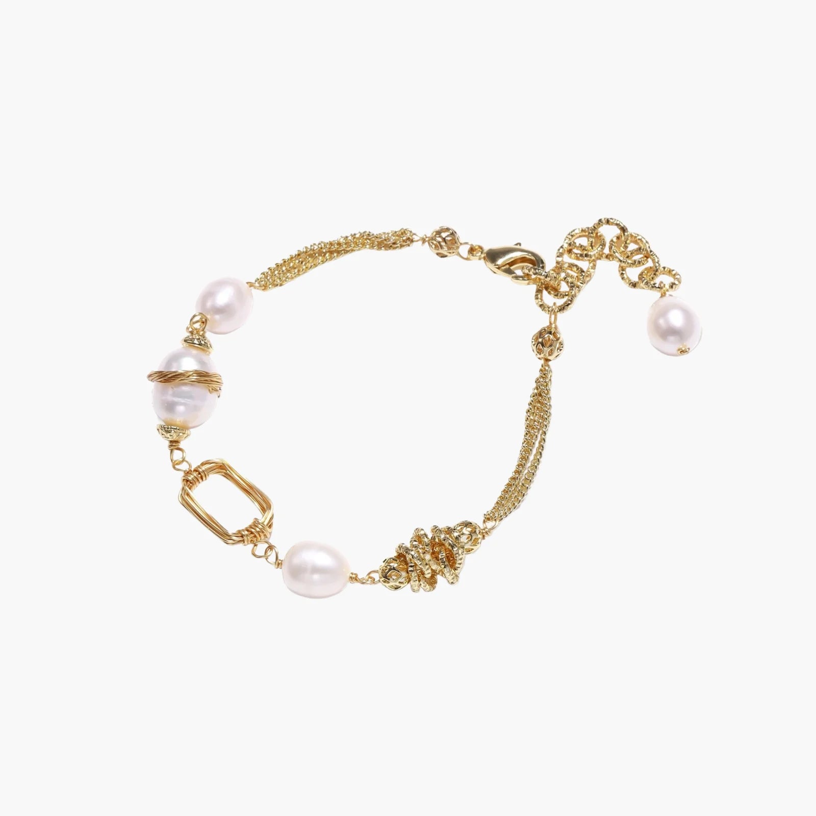 14K Gold Freshwater Pearl Chain Bracelet