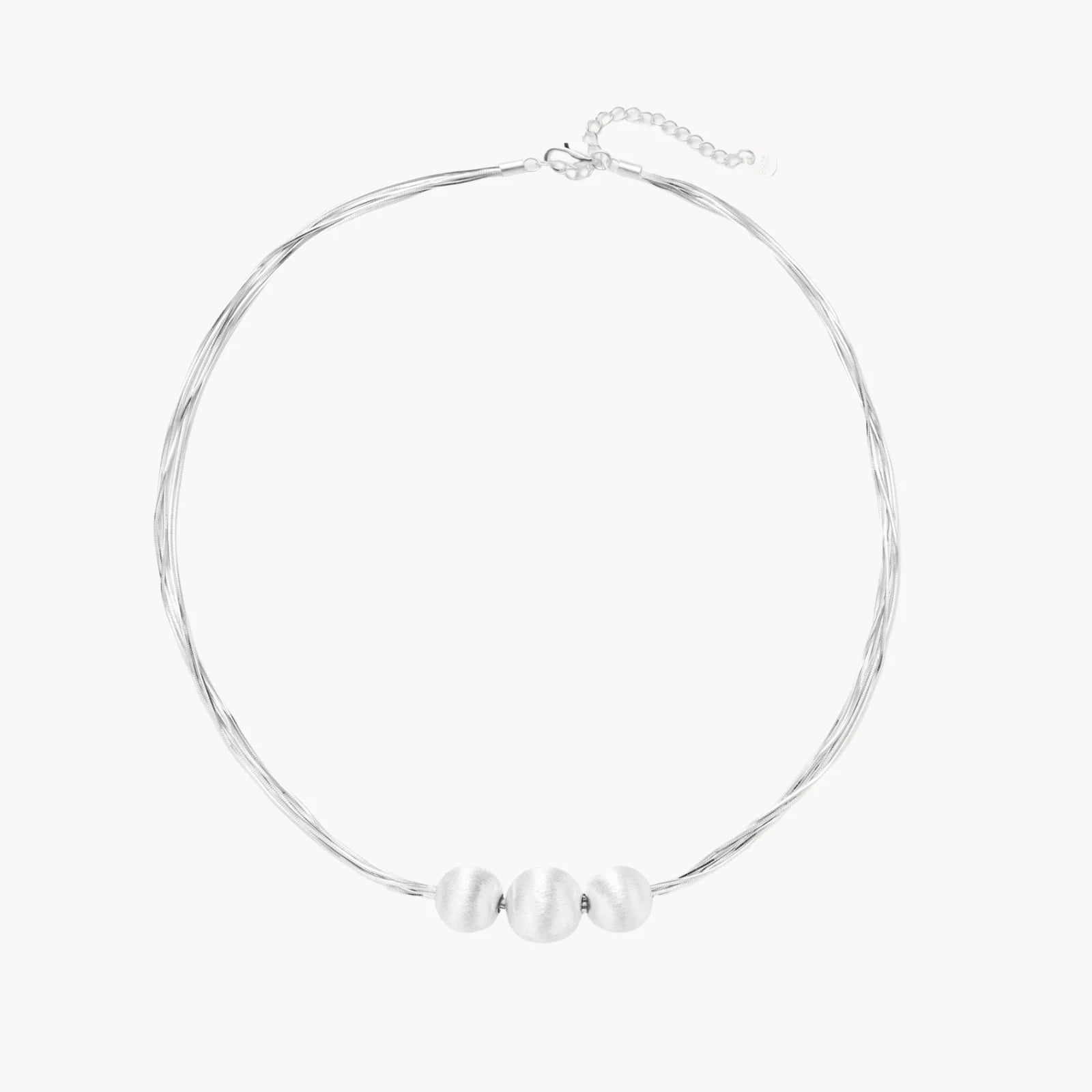 Paulina Sterling Silver Beads Delicate Layers Necklace