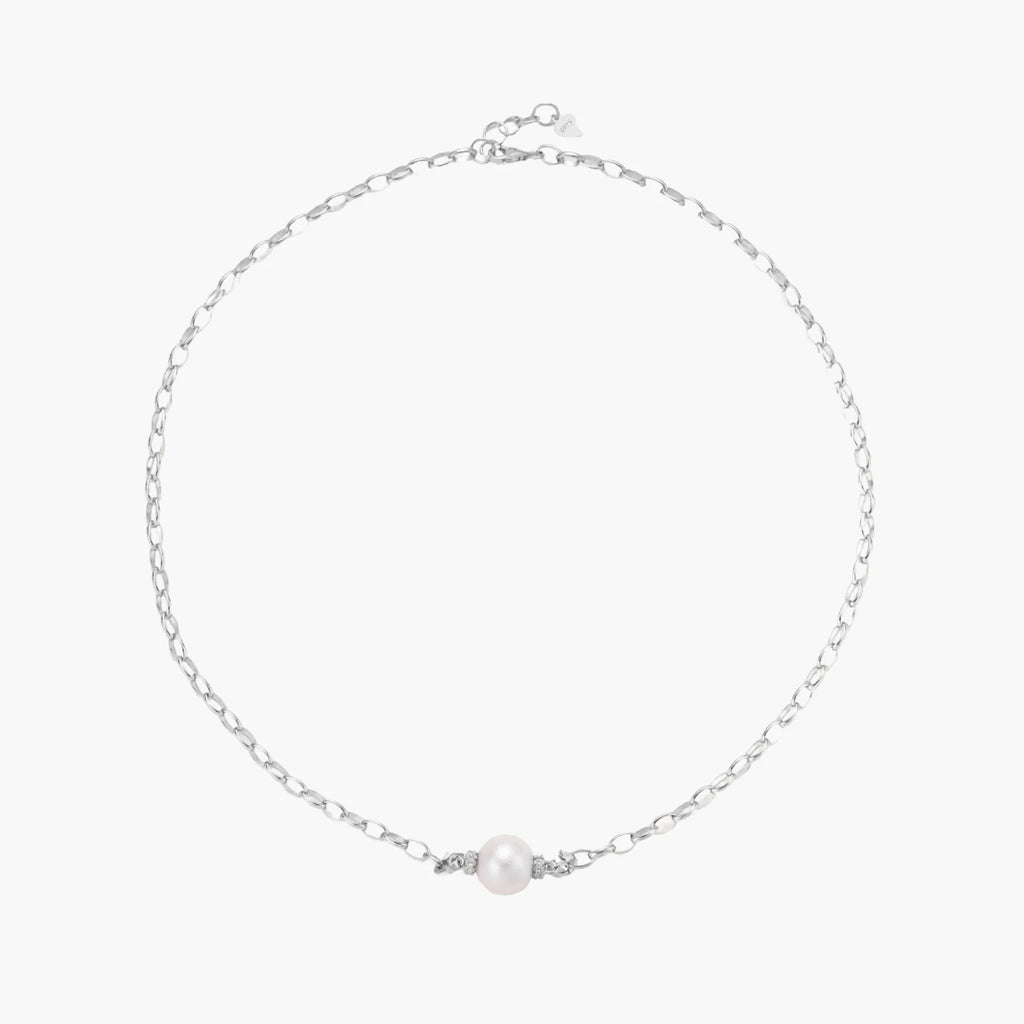 Luminous Freshwater Pearl Sterling Silver Chain Necklace