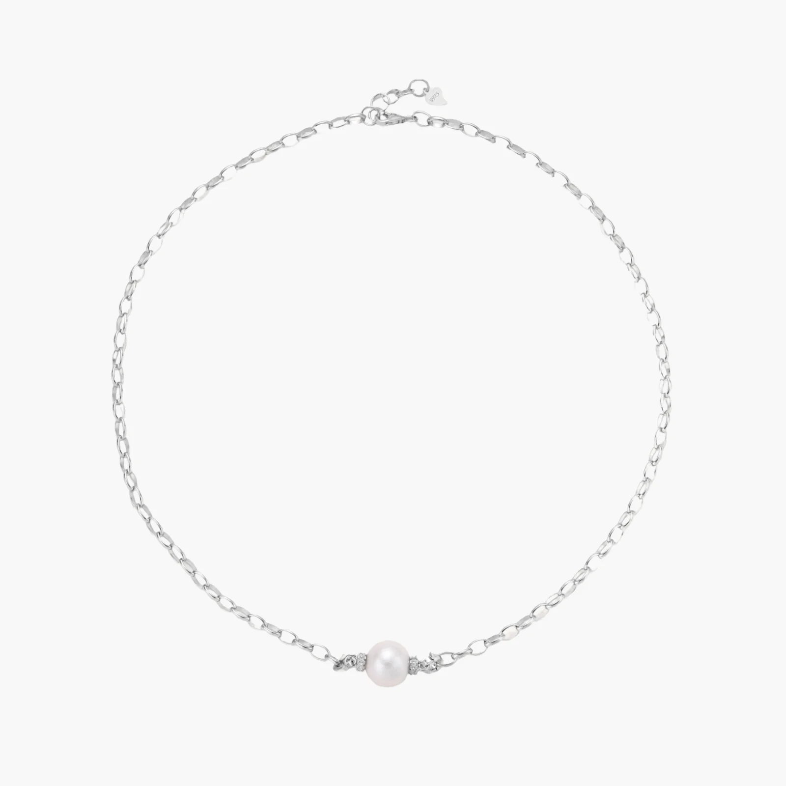 Luminous Freshwater Pearl Sterling Silver Chain Necklace