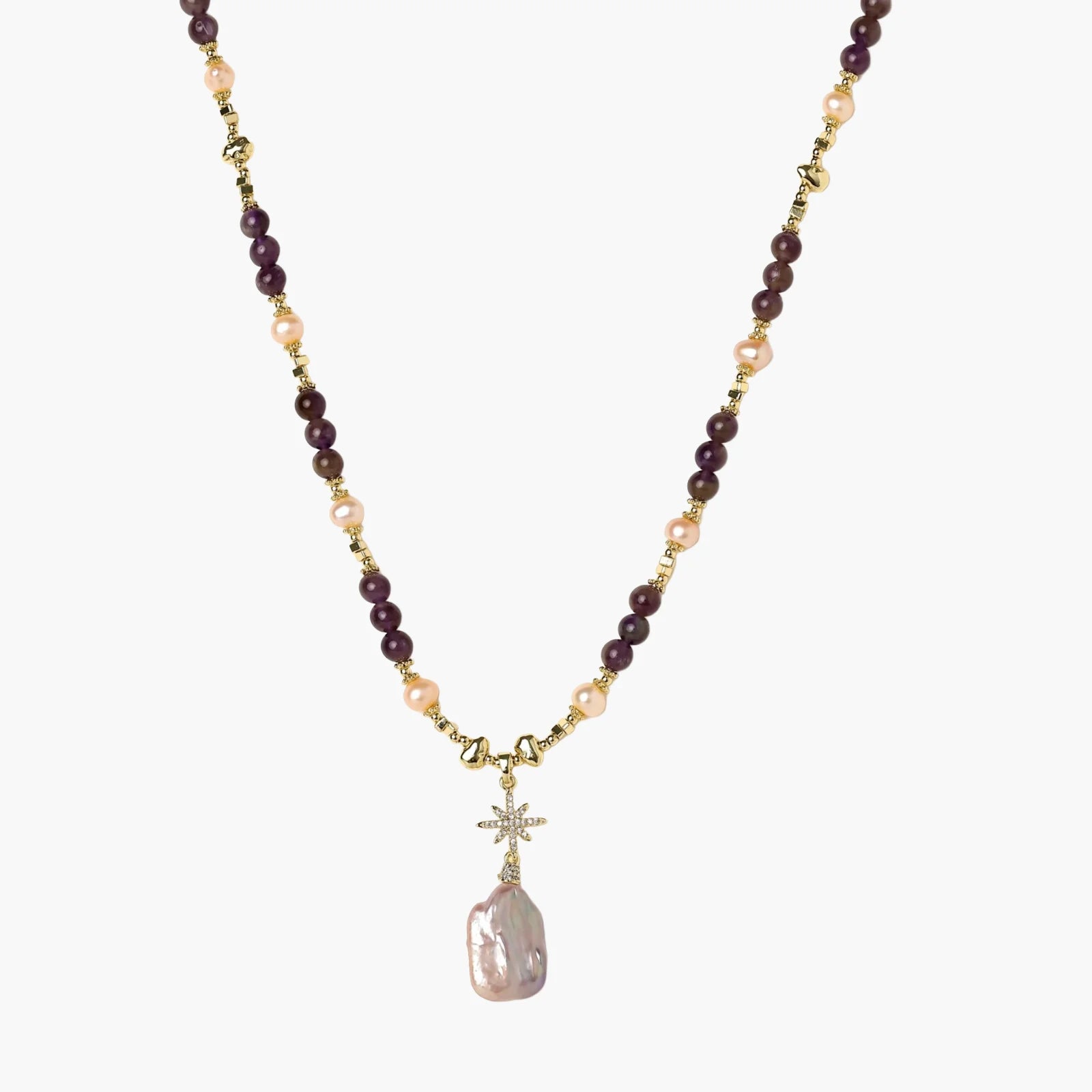 Celestial Amethyst Pearl Necklace