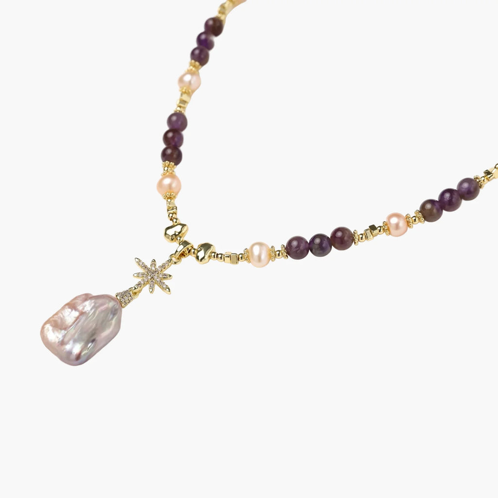 Celestial Amethyst Pearl Necklace