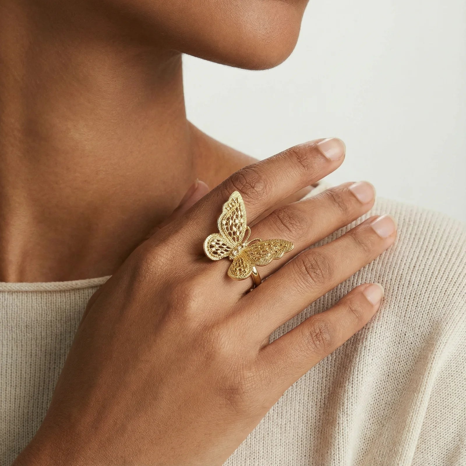 24K Butterfly Dreams Gold Ring
