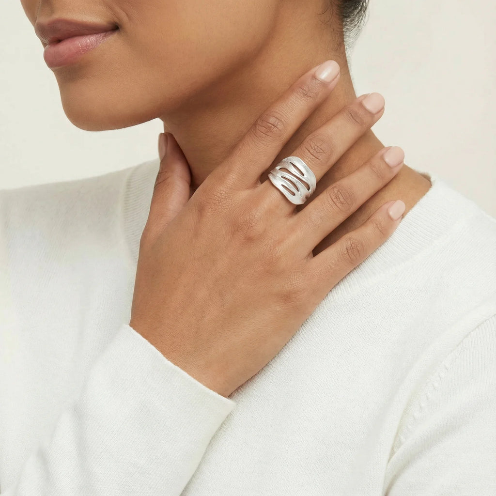 Sterling Silver Ridge Wave Ring
