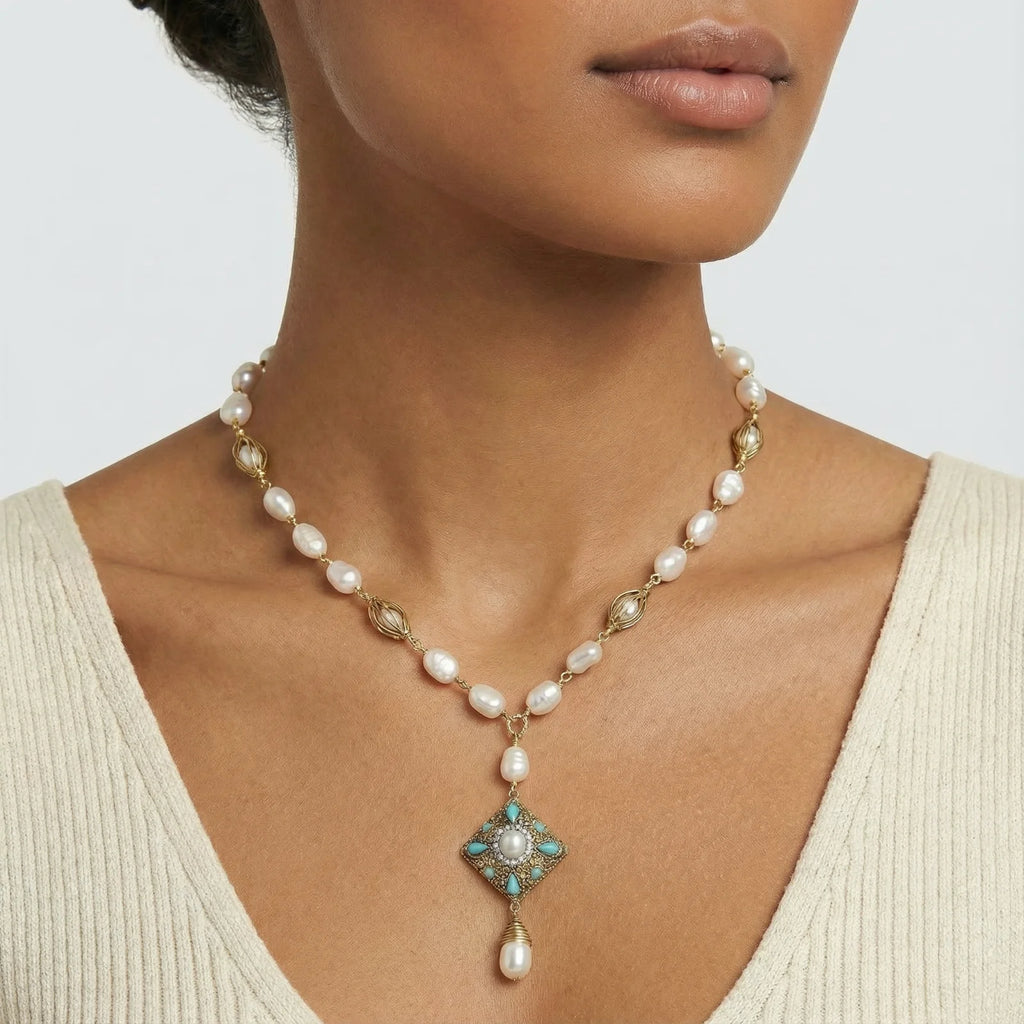 Celestial Pearl Drop Necklace
