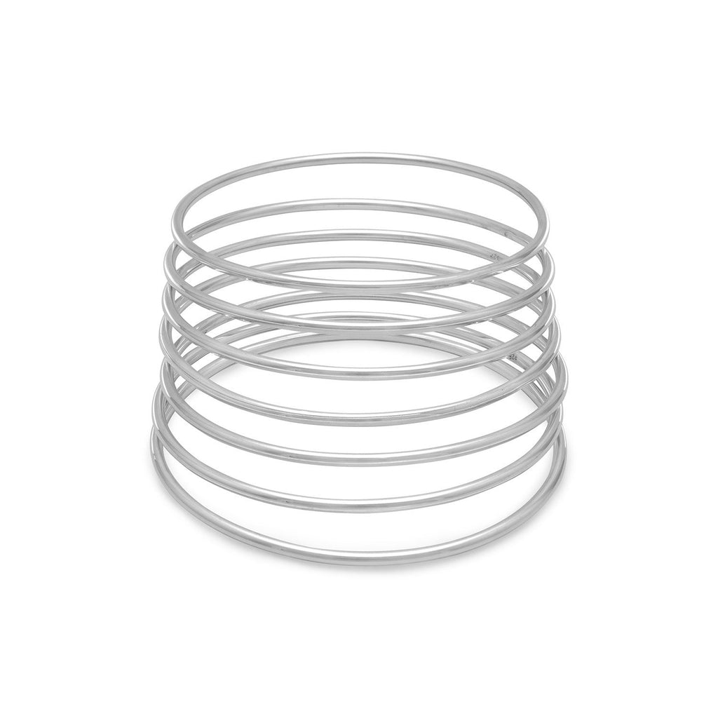 Sterling Silver  7 Piece Set 8" Round Bangles