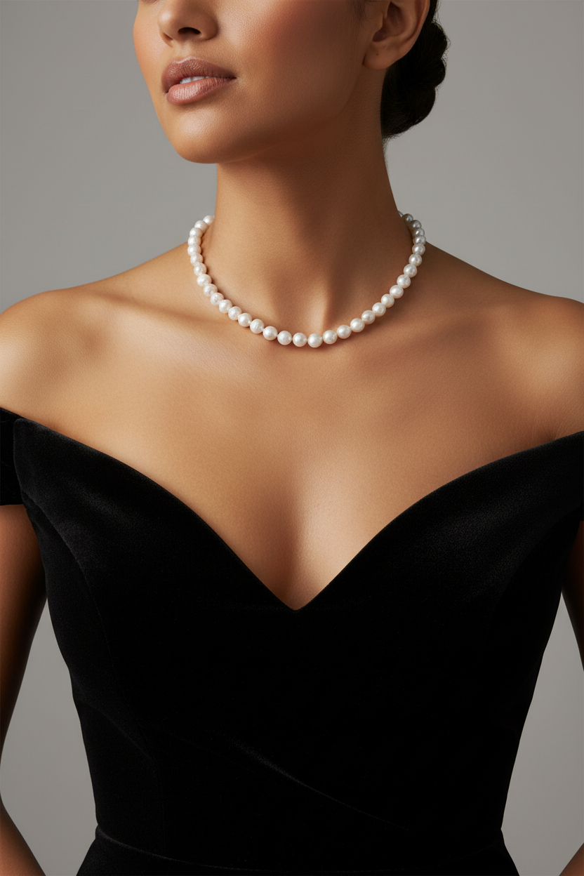 White Cultured Freshwater Pearl Necklace 18"+2" Extendable