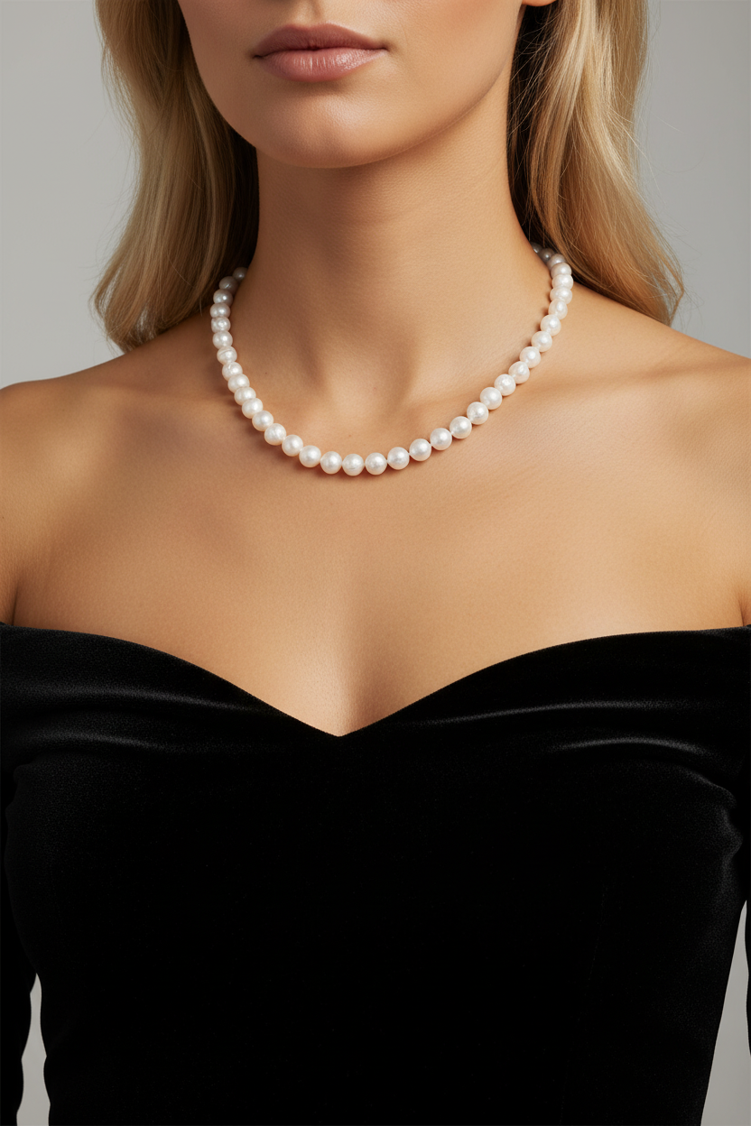 White Cultured Freshwater Pearl Necklace 18"+2" Extendable