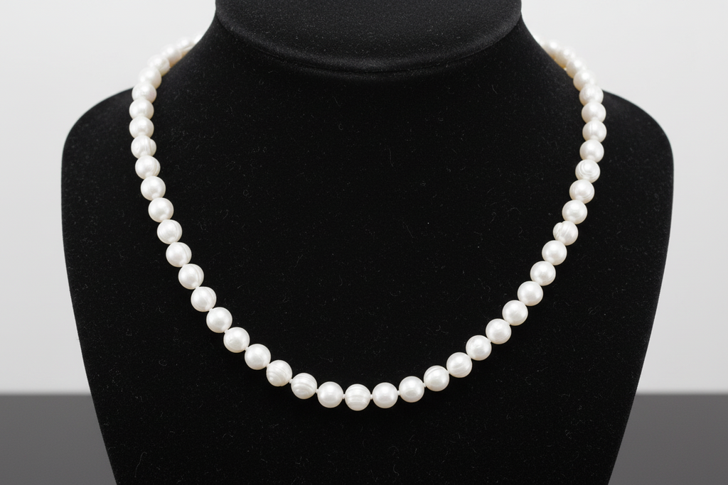 White Cultured Freshwater Pearl Necklace 18"+2" Extendable