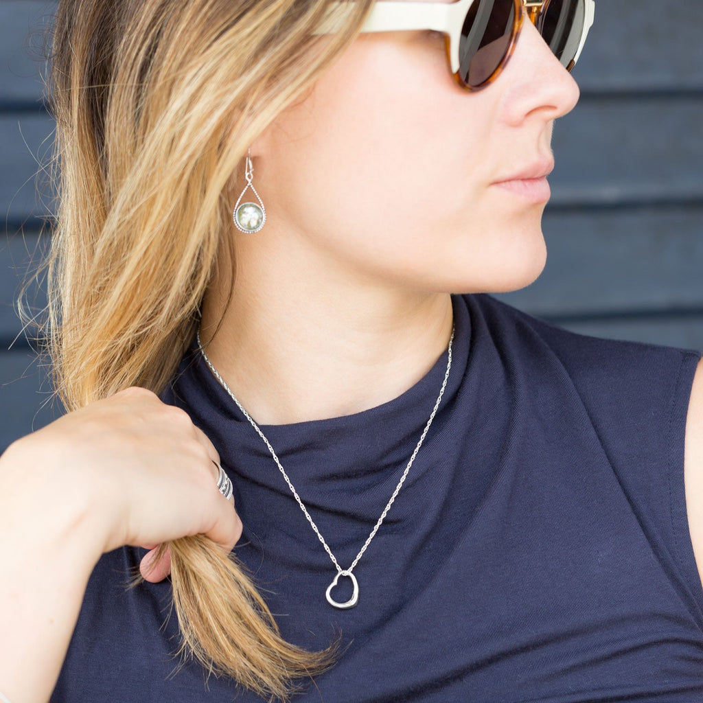 Sterling Silver Necklace and Floating Heart Pendant