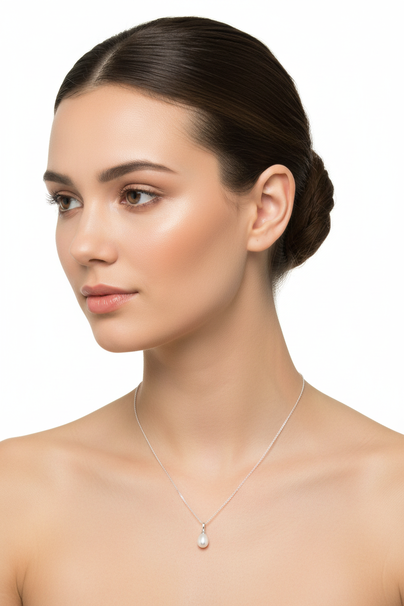 18"Sterling Silver Cultured Freshwater Pearl Drop Necklace