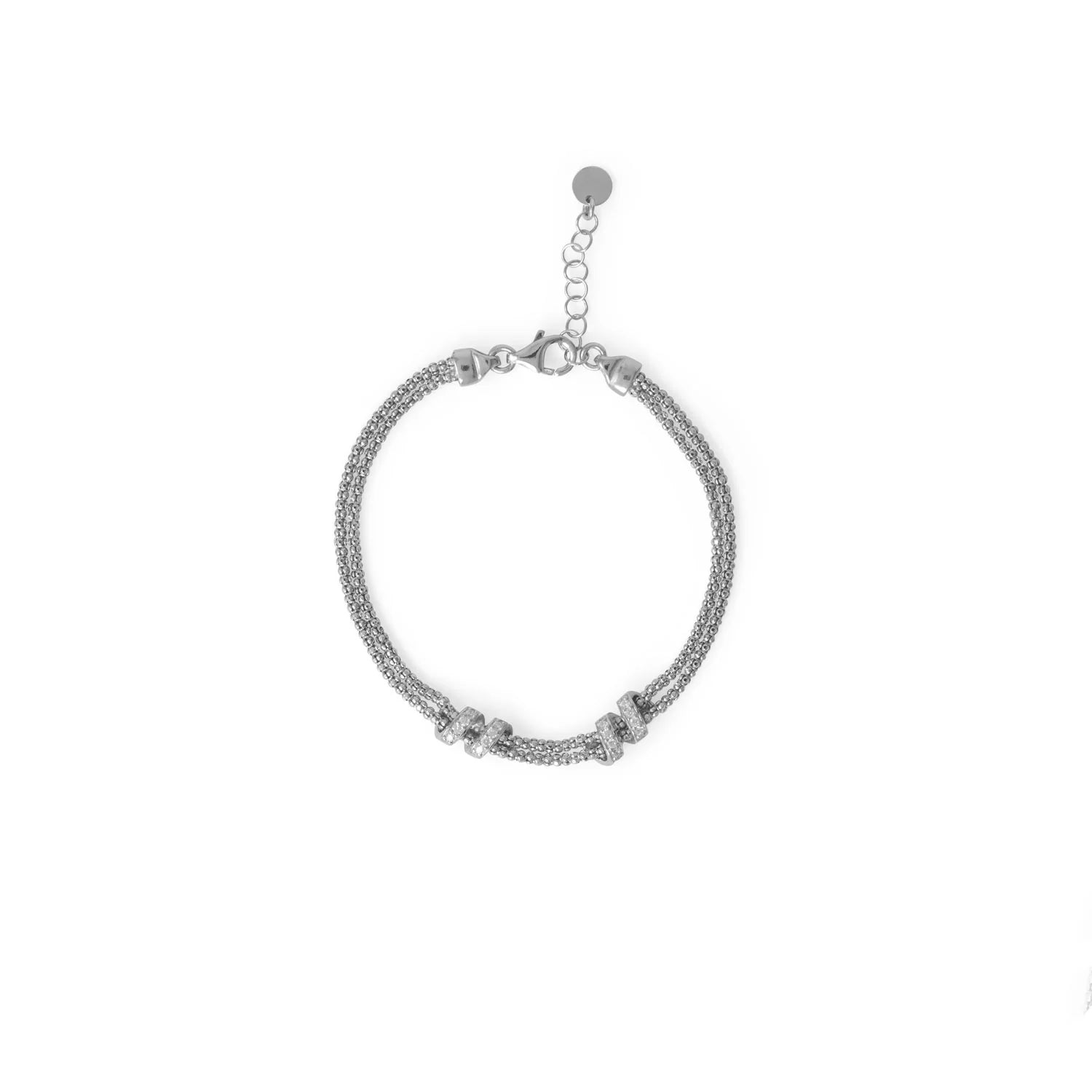 Italian Twisted Rope Chain Sterling Silver CZ Wrap Bracelet