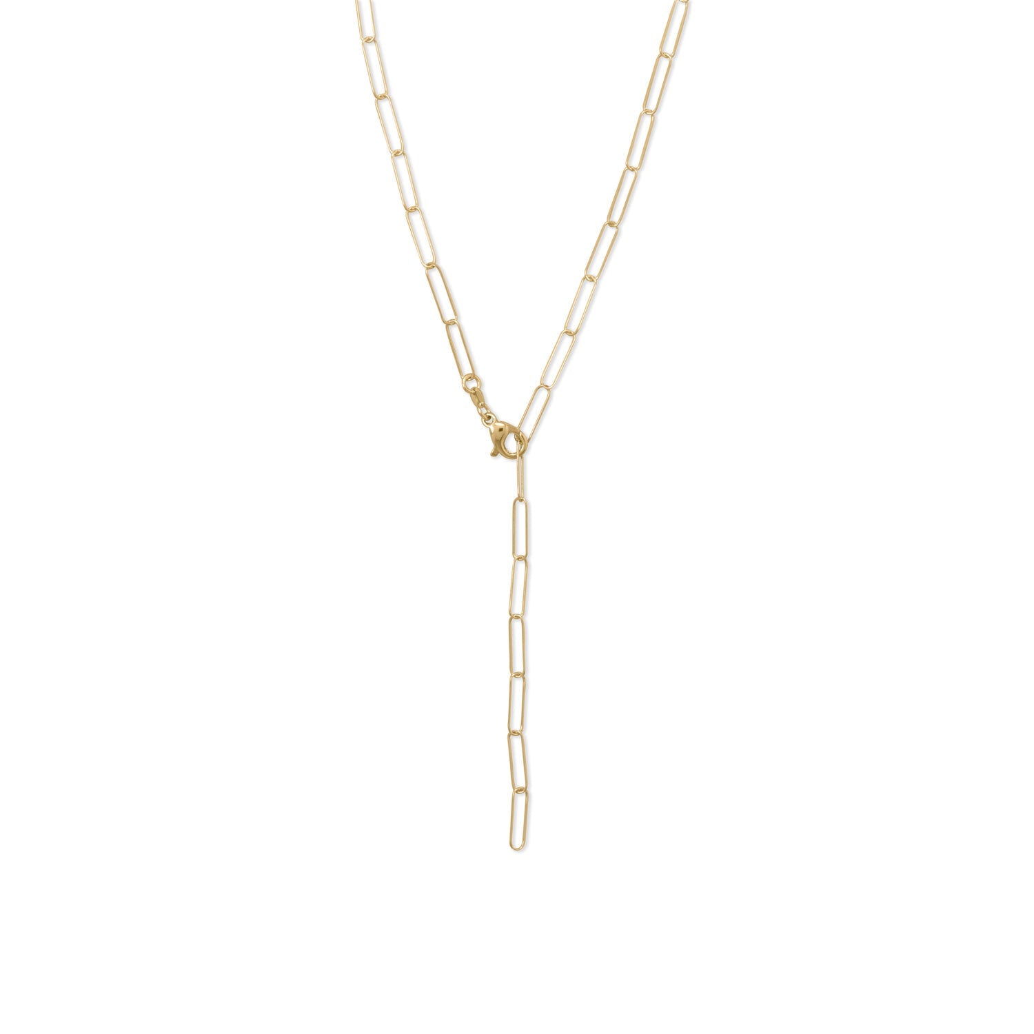 21" 14 Karat Italian Gold Plated Paperclip Chain Necklace