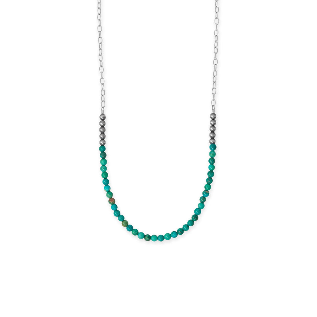 18" Oxidized Bead and Turquoise Necklace