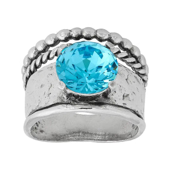 Sterling Silver Blue Crystal Ring Made in Israel