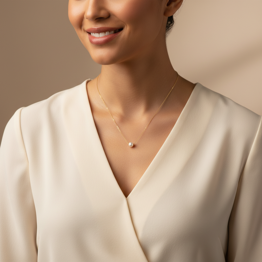 16" + 2" Gold Filled Floating Cultured Freshwater Pearl Necklace