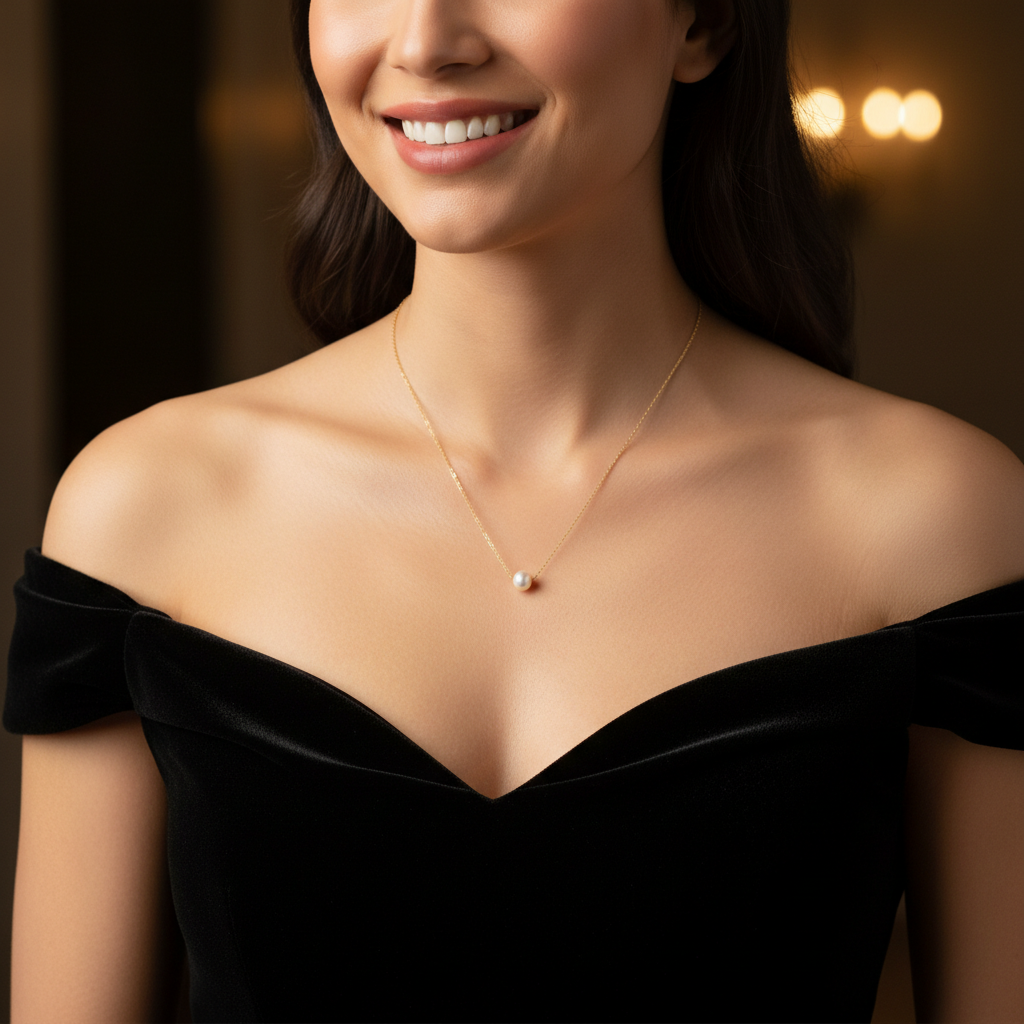 16" + 2" Gold Filled Floating Cultured Freshwater Pearl Necklace