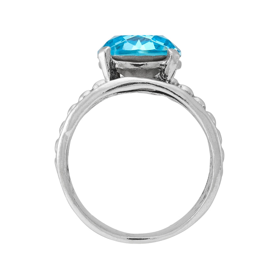 Sterling Silver Blue Crystal Ring Made in Israel